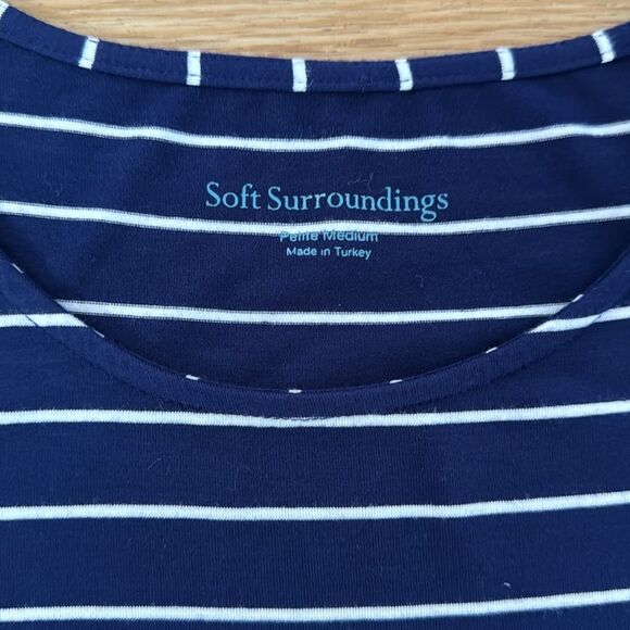 Soft Surroundings Elsie Maxi Dress Petite Medium Blue/White Stripe Stretch - Picture 5 of 6